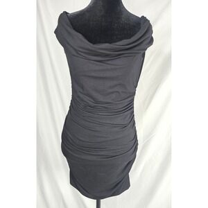 Reformation Black Ruched Bodycon Mini Dress Off Shoulder Cocktail Party‎ Size S
